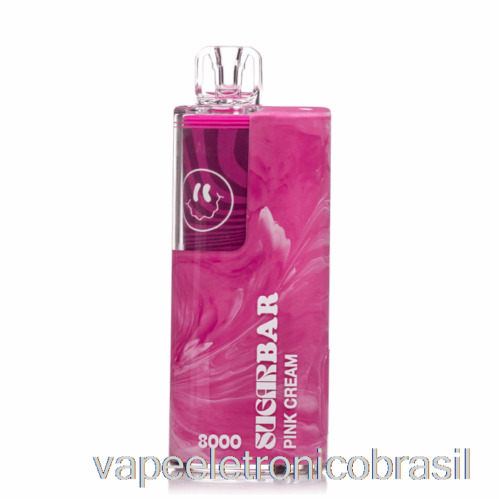 Vape Recarregável Barra De Açúcar Sb8000 Creme Rosa Descartável